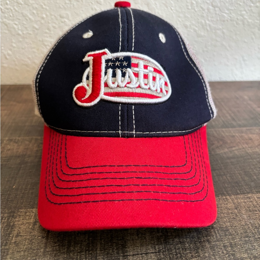 Justin All American Flag Patch Hat Cap Adjustable Western Wear